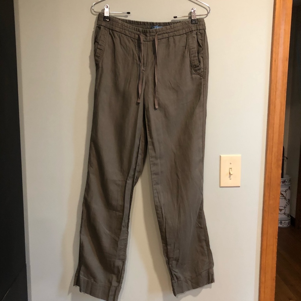 3/$25 Fleur Bleue drawstring waist green pants sz4